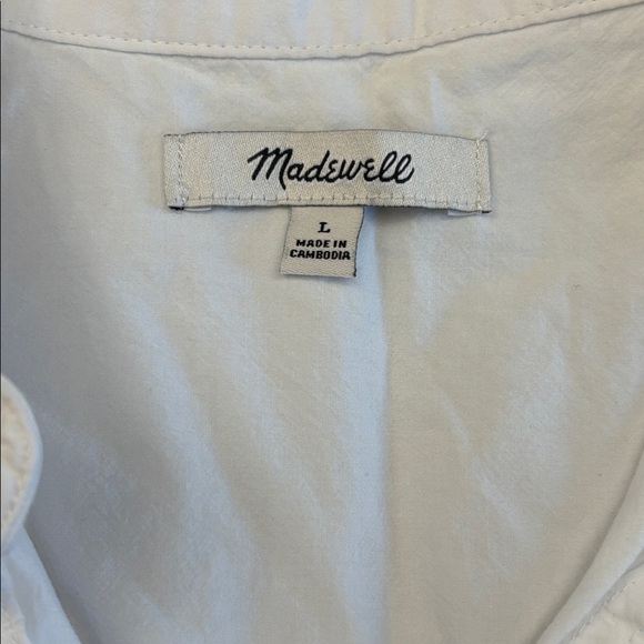Madewell White Button Up Short Sleeve Cotton Shirt Size L - Picture 5 of 6